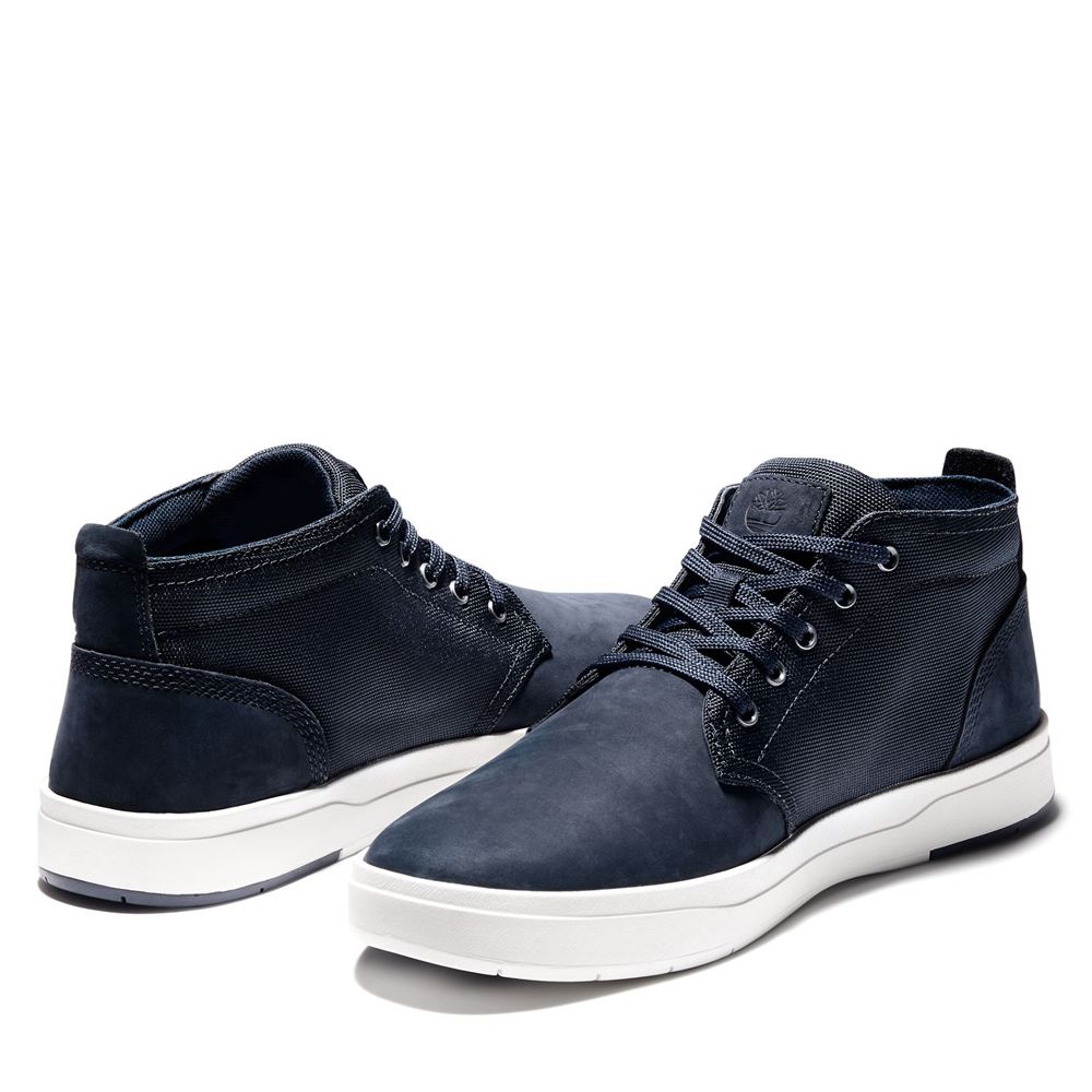 Timberland Mens Chukka Boots Davis Square Mixed-Media - Navy - India OC5980742